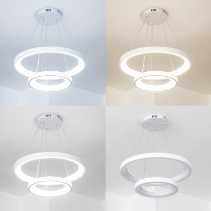 Brilagi - Suspension LED dimmable sur câble FALCON SLIM LED/68W/230V 3000-6500K Ø 50 cm blanc + télécommande incluse