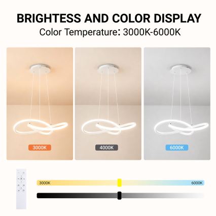 Brilagi - Suspension LED dimmable sur câble INFINITY LED/55W/230V 3000-6000K 50x50 cm blanche + télécommande
