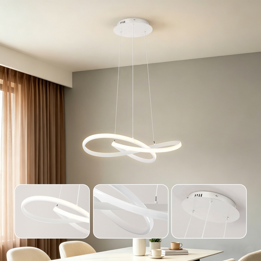 Brilagi - Suspension LED dimmable sur câble INFINITY LED/55W/230V 3000-6000K 50x50 cm blanche + télécommande