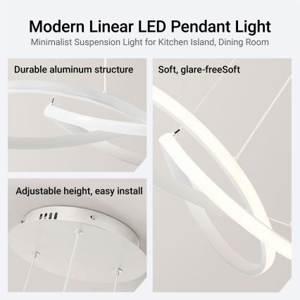 Brilagi - Suspension LED dimmable sur câble INFINITY LED/55W/230V 3000-6000K 50x50 cm blanche + télécommande
