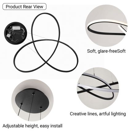 Brilagi - Suspension LED dimmable sur câble INFINITY LED/80W/230V 3000-6000K 80x80 cm noir + télécommande