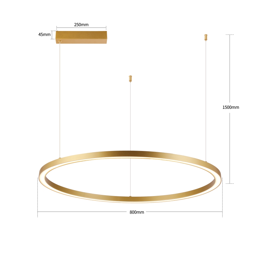 Brilagi - Suspension LED dimmable sur câble PORTOFINO LED/60W/230V 3000-6000K diam. 80 cm dorée + télécommande