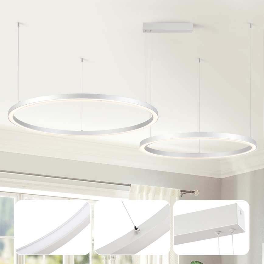 Brilagi - Suspension LED dimmable sur câble PORTOFINO LED/98W/230V 3000-6000K argenté + télécommande