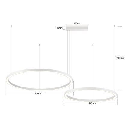 Brilagi - Suspension LED dimmable sur câble PORTOFINO LED/98W/230V 3000-6000K blanche + télécommande