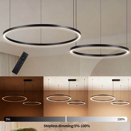 Brilagi - Suspension LED dimmable sur câble PORTOFINO LED/98W/230V 3000-6000K noir + télécommande