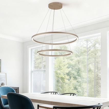 Brilagi - Suspension LED dimmable sur câble PORTOFINO LED/98W/230V 3000-6000K Ø 80 cm beige + télécommande