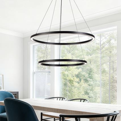 Brilagi - Suspension LED dimmable sur câble PORTOFINO LED/98W/230V 3000–6000 K Ø 80 cm noire + télécommande