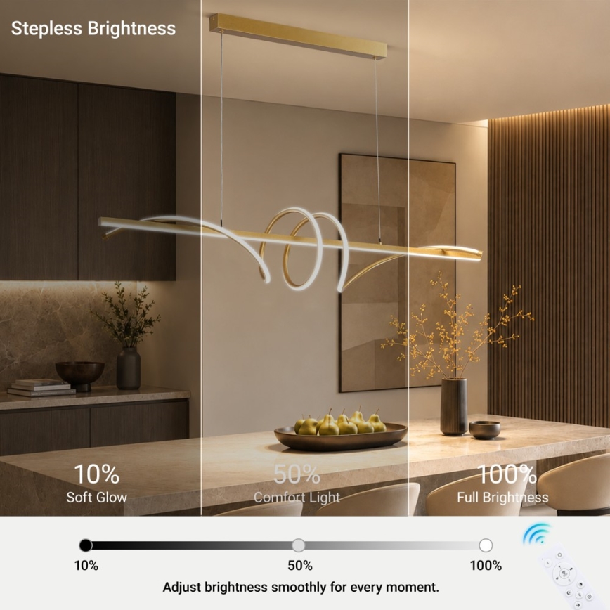 BRILAGI - Suspension LED dimmable sur câble SIGNATURE LED/50W/230V 3000-6000K 120 cm dorée + télécommande