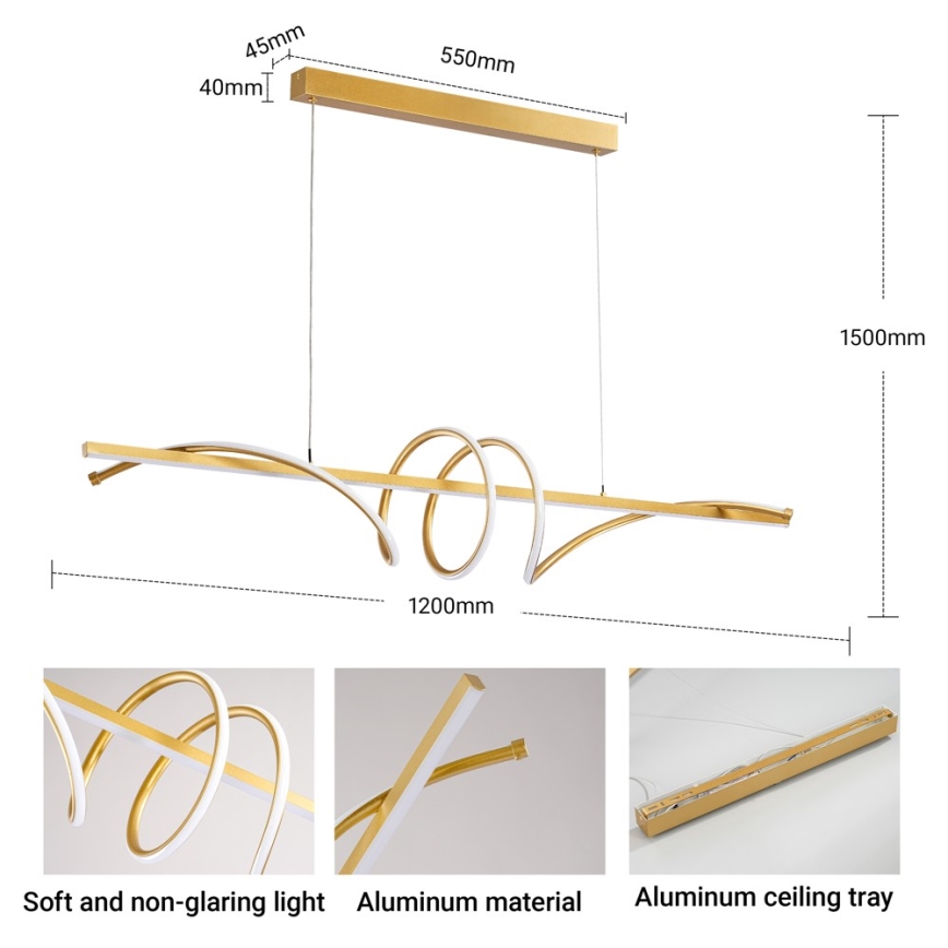 BRILAGI - Suspension LED dimmable sur câble SIGNATURE LED/50W/230V 3000-6000K 120 cm dorée + télécommande