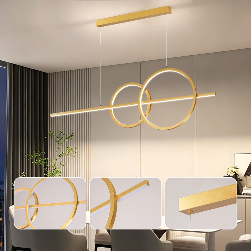 BRILAGI - Lustre LED dimmable suspendu sur câble SIGNATURE LED/53W/230V 3000-6000K 120 cm doré + télécommande