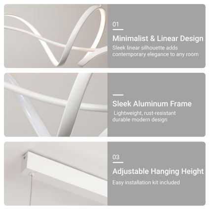 Brilagi - Suspension LED dimmable sur câble SIGNATURE LED/55W/230V 3000-6000K 120x23 cm blanc + télécommande