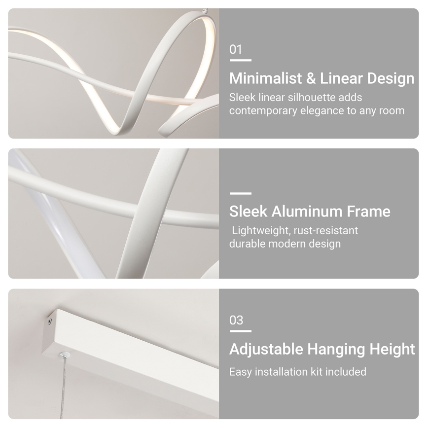 Brilagi - Suspension LED dimmable sur câble SIGNATURE LED/55W/230V 3000-6000K 120x23 cm blanc + télécommande