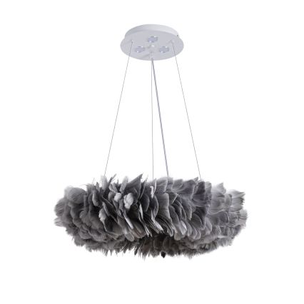 Brilagi - Suspension LED FEATHER sur câble, 3xE27/40W/230V + 3xLED/3W, Ø 50 cm, gris