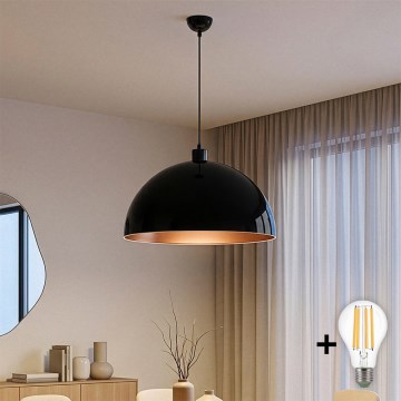 Brilagi - Suspension LED METALO sur câble 1xE27/40W/230V Ø 60 cm noir/cuivre