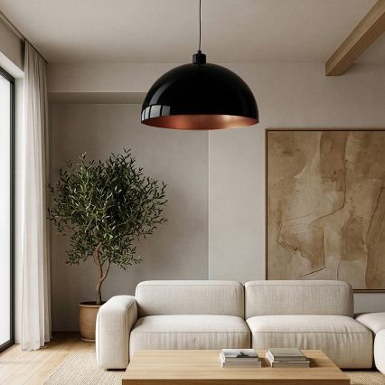 Brilagi - Suspension LED METALO sur câble 1xE27/40W/230V Ø 60 cm noir/cuivre