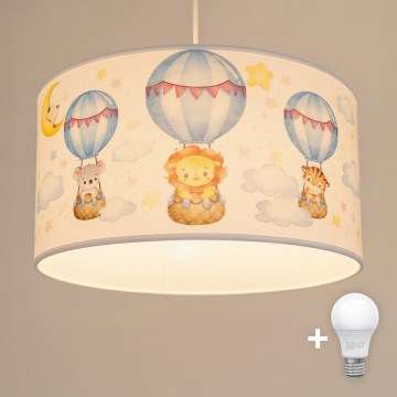 Brilagi - Suspension LED pour chambre d'enfant BOBO 1xE27/60W/230V Ø 35 cm blanche à motifs animaux