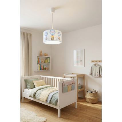 Brilagi - Suspension LED pour chambre d'enfant BOBO 1xE27/60W/230V Ø 35 cm blanche à motifs animaux