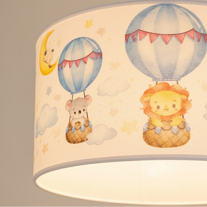 Brilagi - Suspension LED pour chambre d'enfant BOBO 1xE27/60W/230V Ø 35 cm blanche à motifs animaux
