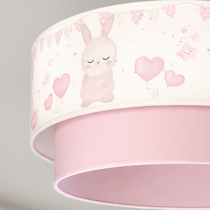Brilagi - Suspension LED pour enfants sur câble BOBO 1xE27/60W/230V Ø 40 cm crème/rose/motifs lapins