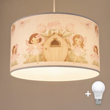Brilagi - Suspension LED pour enfant BOBO sur câble 1xE27/60W/230V Ø 35 cm, rose à motifs fées