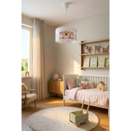 Brilagi - Suspension LED pour enfant BOBO sur câble 1xE27/60W/230V Ø 35 cm, rose à motifs fées