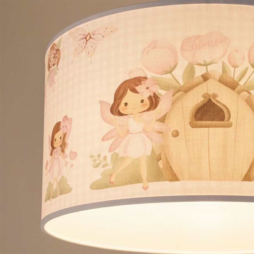 Brilagi - Suspension LED pour enfant BOBO sur câble 1xE27/60W/230V Ø 35 cm, rose à motifs fées
