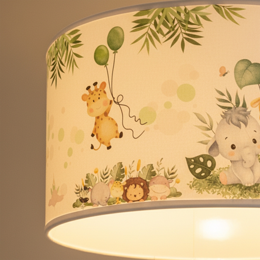 Brilagi - Suspension LED pour enfant sur câble BOBO 1xE27/60W/230V Ø 35 cm blanc/jungle