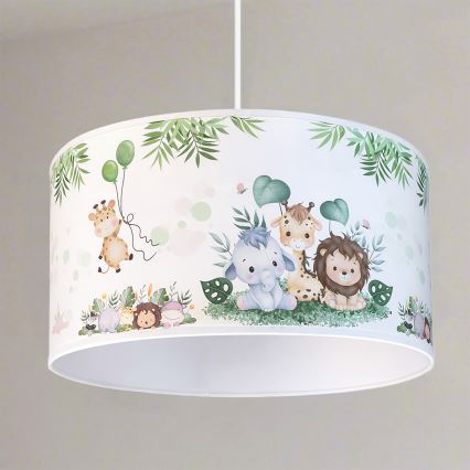 Brilagi - Suspension LED pour enfant sur câble BOBO 1xE27/60W/230V Ø 35 cm blanc/jungle