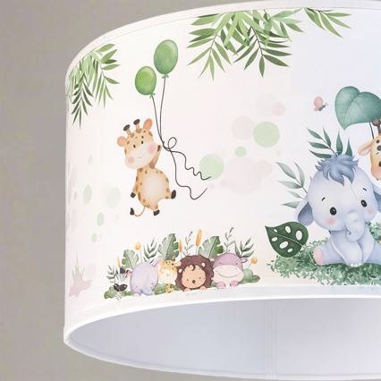 Brilagi - Suspension LED pour enfant sur câble BOBO 1xE27/60W/230V Ø 35 cm blanc/jungle