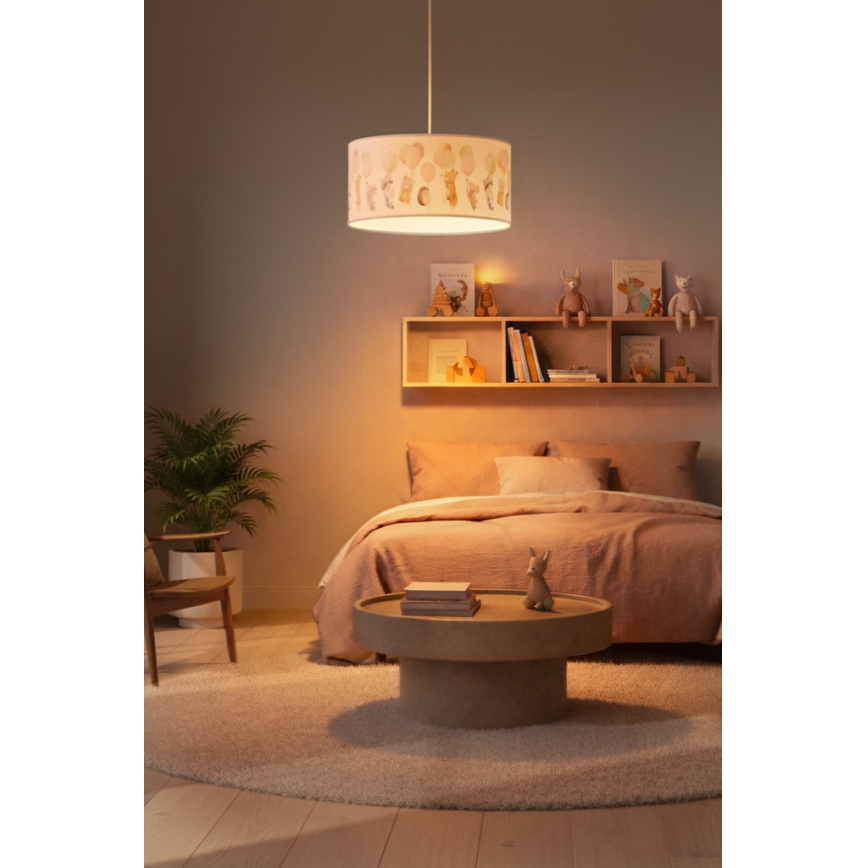 Brilagi - Suspension LED pour enfants BOBO à cordon 1xE27/60W/230V Ø 35 cm blanc/motifs animaux