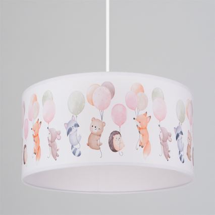 Brilagi - Suspension LED pour enfants BOBO à cordon 1xE27/60W/230V Ø 35 cm blanc/motifs animaux