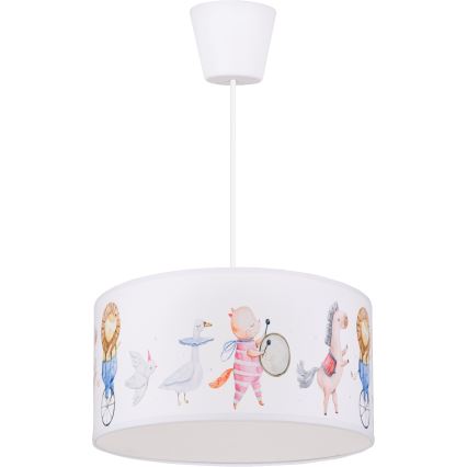 Brilagi - Suspension LED pour enfants BOBO sur câble 1xE27/60W/230V Ø 35 cm blanc/motifs animaux