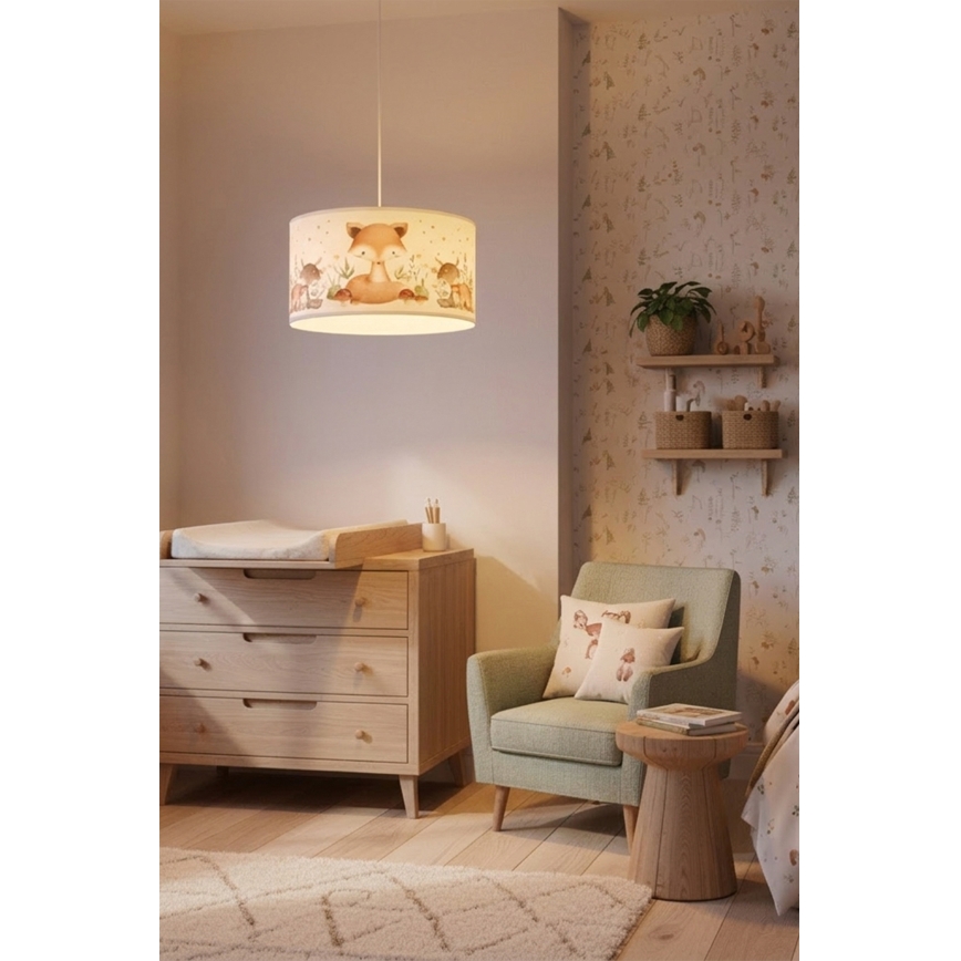 Brilagi - Suspension LED pour enfants sur câble BOBO 1xE27/60W/230V Ø 35 cm blanc à motifs animaux