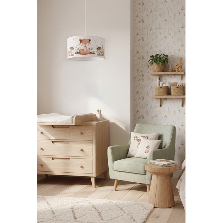 Brilagi - Suspension LED pour enfants sur câble BOBO 1xE27/60W/230V Ø 35 cm blanc à motifs animaux