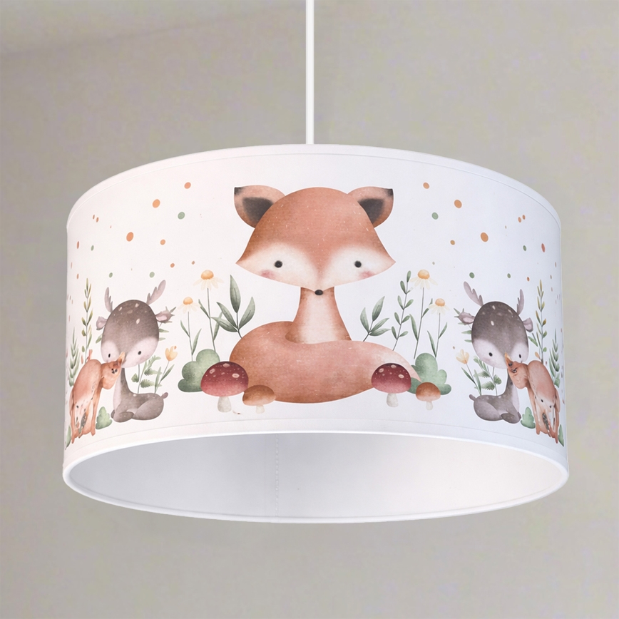 Brilagi - Suspension LED pour enfants sur câble BOBO 1xE27/60W/230V Ø 35 cm blanc à motifs animaux