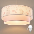 Brilagi - Suspension LED pour enfants sur câble BOBO 1xE27/60W/230V Ø 40 cm crème/rose/motifs lapins