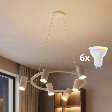 Brilagi - Suspension LED RGBW dimmable sur câble SELE 6xGU10/6,5W/230V 2700-6500K blanche + télécommande