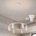 Brilagi - Suspension LED RGBW dimmable sur câble SELE 6xGU10/6,5W/230V 2700-6500K blanche + télécommande