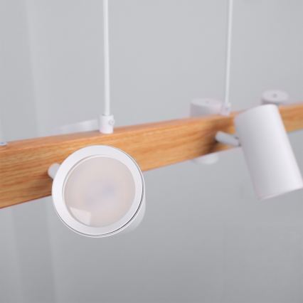 Brilagi - LED RGBW Suspension dimmable sur câble SELE 6xGU10/6,5W/230V 2700-6500K blanc/décor chêne + télécommande