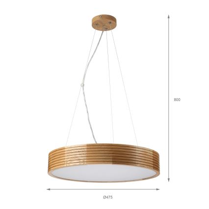 Brilagi - Suspension LED sur câble CARVALHO MODERN 3xE27/60W/230V chêne Ø 47,5 cm