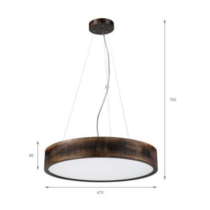 Brilagi - Suspension LED sur câble CARVALHO SMOKEY 3xE27/60W/230V chêne Ø 47,5 cm