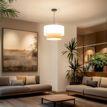 Brilagi - Suspension LED sur câble CERIA 1xE27/40W/230V Ø 50 cm blanc/beige