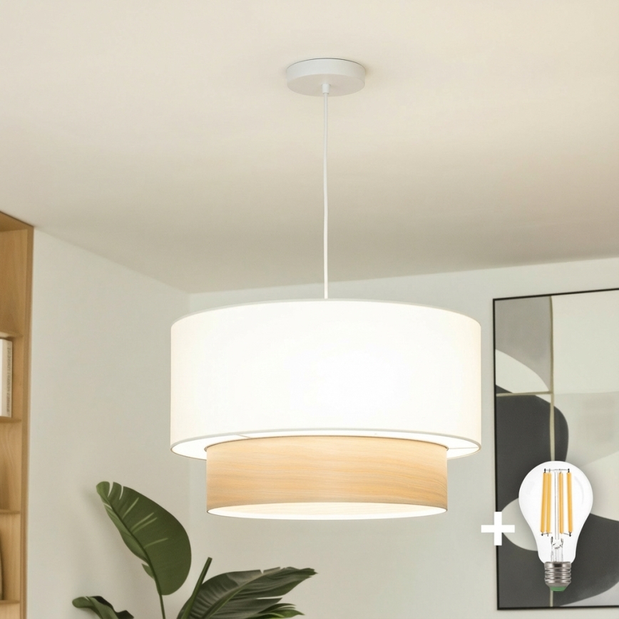 Brilagi - Suspension LED sur câble CERIA 1xE27/40W/230V Ø 50 cm blanche/beige