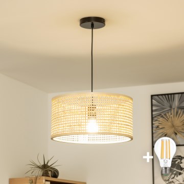 Brilagi - Suspension LED sur câble CERIA BOHO 1xE27/40W/230V Ø 40 cm bambou