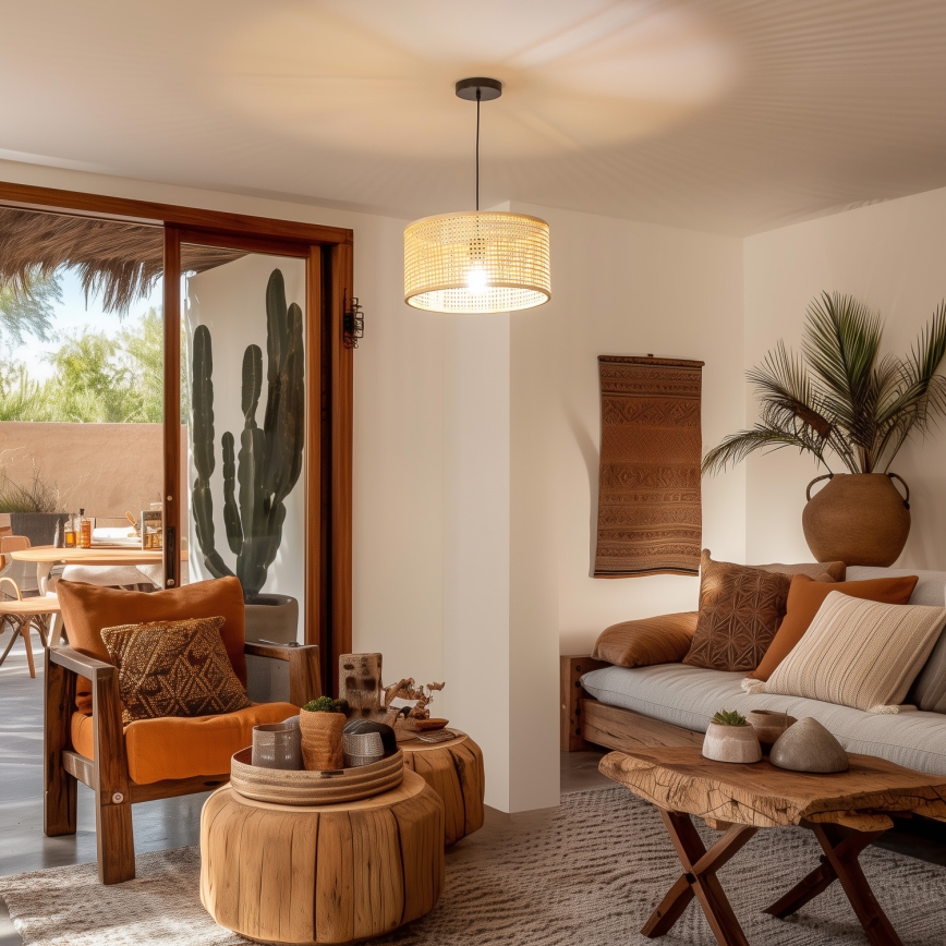 Brilagi - Suspension LED sur câble CERIA BOHO 1xE27/40W/230V Ø 40 cm bambou