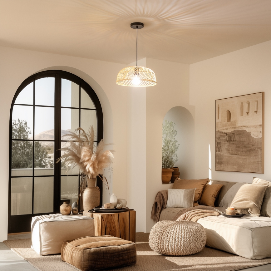 Brilagi - Suspension LED sur câble CERIA BOHO 1xE27/40W/230V Ø 40 cm en rotin