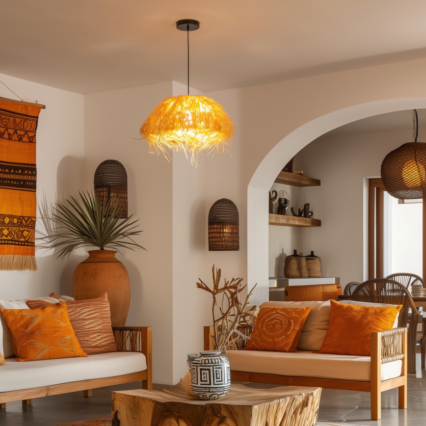 Brilagi - Suspension LED sur câble CERIA BOHO 1xE27/40W/230V Ø 40 cm raffia