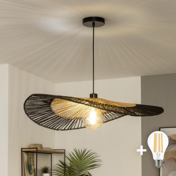 Brilagi - Suspension LED sur câble CERIA BOHO 1xE27/40W/230V Ø 50 cm noir/marron