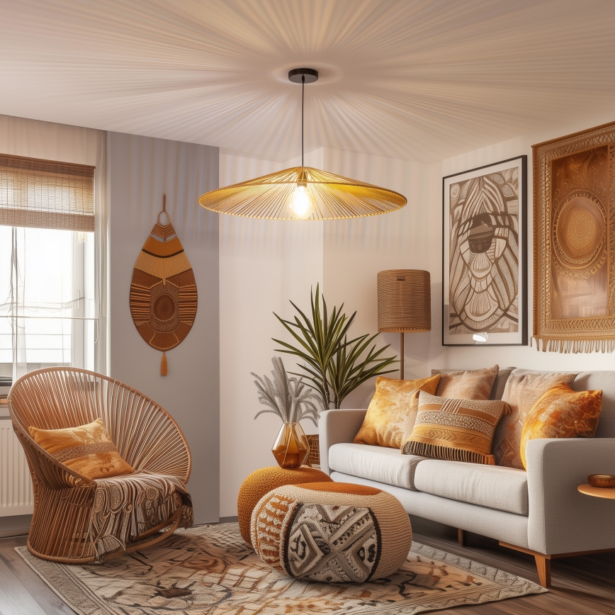 Brilagi - Suspension LED sur câble CERIA BOHO 1xE27/40W/230V Ø 90 cm marron