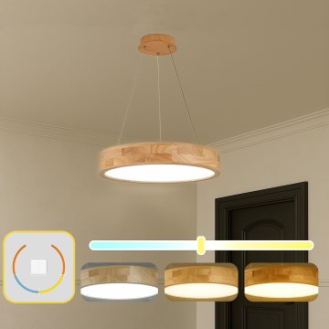 Brilagi - Suspension LED sur câble FALCON WOOD LED/30 W/230 V 3000/4000/6000 K Ø 45 cm bois